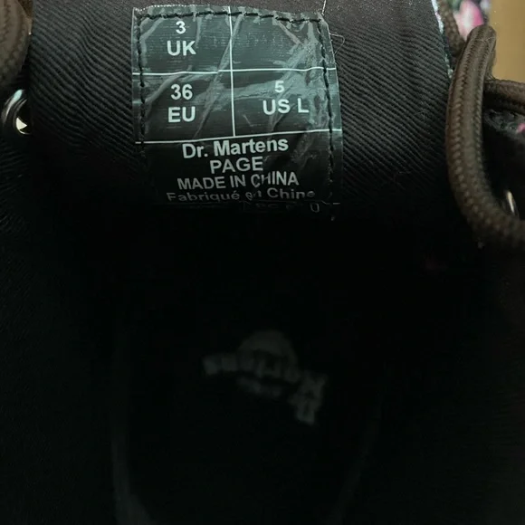 Dr Martens Page Floral Black Canvas Lace-up Boots Size 5 - Picture 8 of 8